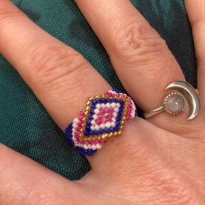 Gorgeous hand beaded ring from bali size 8